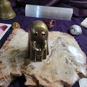 Gothic Brass Ghost Incense Burner | Spooky Halloween Bat & Spiderweb Figurine, M